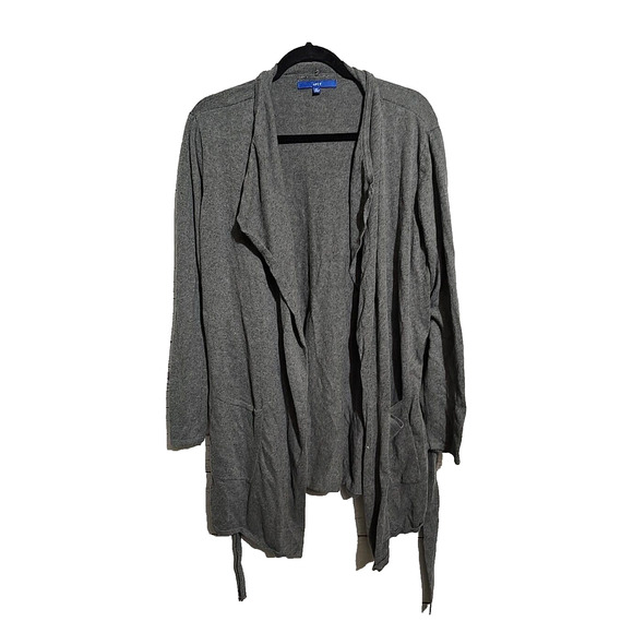 Apt. 9 Gray Open Front Draped Knit Pockets Duster Cardigan Sweater Womans Sz XL - Picture 1 of 5